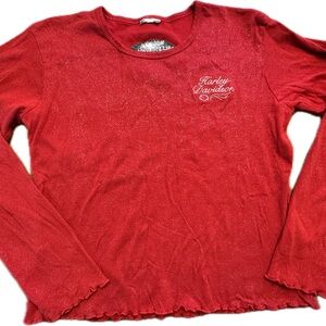 Harley-Davidson Red Embroidered Logo Shirt with shimmer